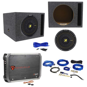 KICKER 44CWCS124 CompC 12" 600w Car Subwoofer+Vented Sub Box+Amplifier+Amp Kit