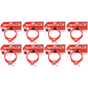 8 Rockville RCTR103R Red 3' 1/4'' TRS to 1/4'' TRS Cable 100% Copper