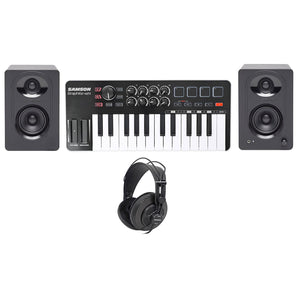 Samson Graphite M25 25-Key USB MIDI DJ Keyboard Controller+Monitors+Headphones
