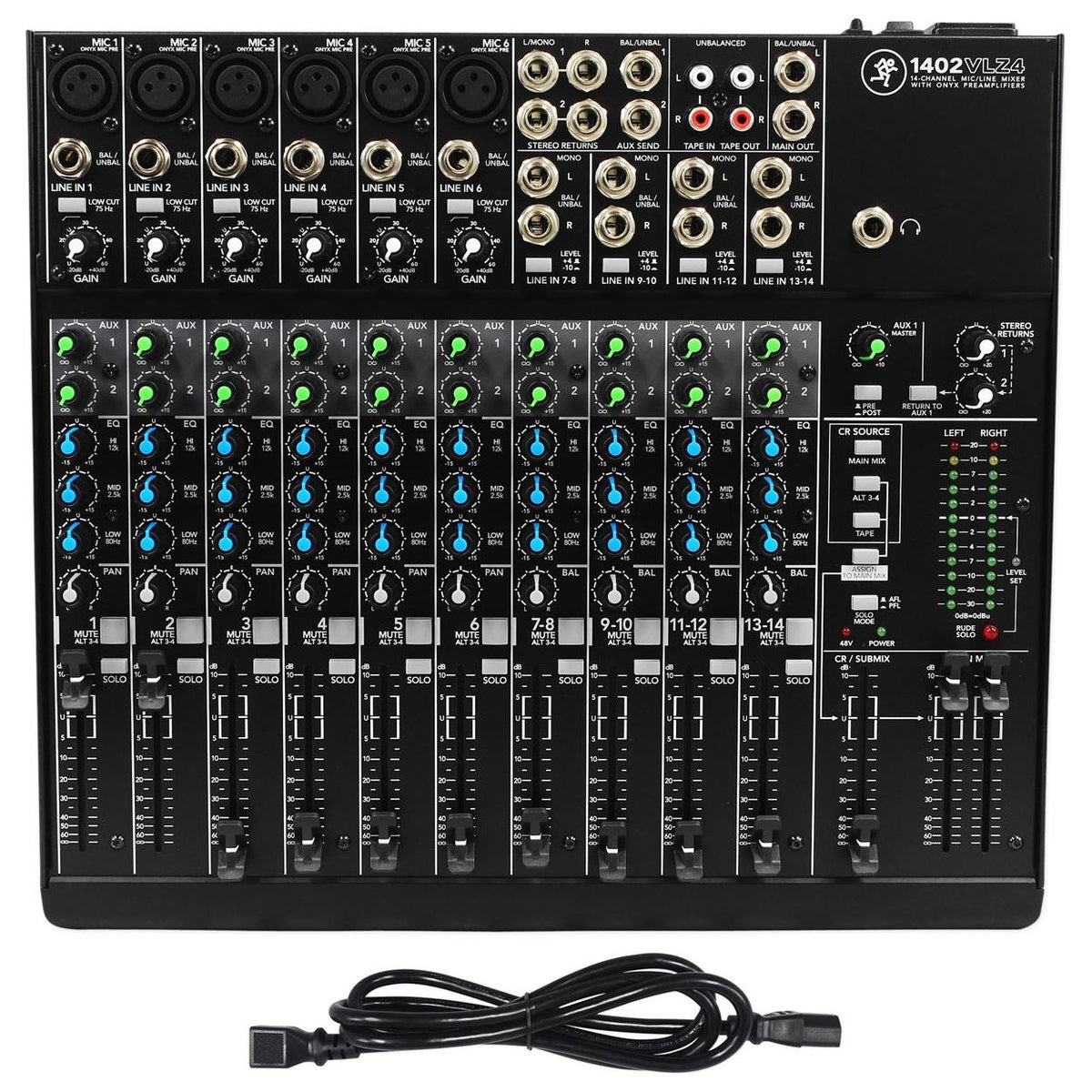 1402VLZ4 Mixer with DJ Headphones and (6) XLR Cables