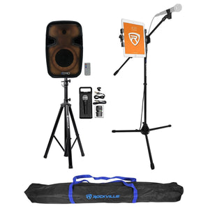 Technical Pro PLIT8 Portable 8" Karaoke Party Speaker w/LED+Stands+Microphone