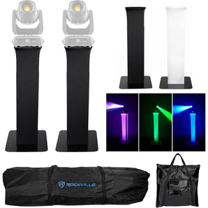 2 Totem Stands+Black+White Scrims For 2 Chauvet Intimidator Spot 375Z IRC Lights