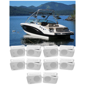 (10) Rockville HP4S 4" Marine Box Speakers with Swivel Bracket For Boats