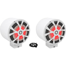 8" LED 900W 360 Degree Swivel White Aluminum Surface Mount Boat Speakers
