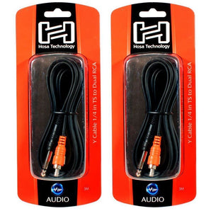 2 Hosa CYR-103 3 Meter 1/4" TS To Dual RCA Y Cables