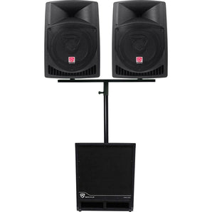 (2) Rockville RPG12 12" Active DJ PA Speakers+Dual Mount+15" Powered Subwoofer