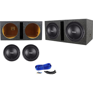 (2) RE Audio SEX12D2 V2 SEXV2 12" 1500W Car Subwoofers+Vented Sub Box Enclosure