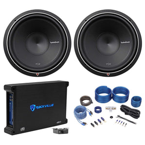 (2) Rockford Fosgate Punch P2D2-15 1600w 15" Subwoofers+Mono Amplifier+Amp Kit