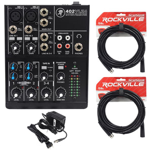 New Mackie 402VLZ4 4-channel Compact Analog Low-Noise Mixer + (2) XLR Cables