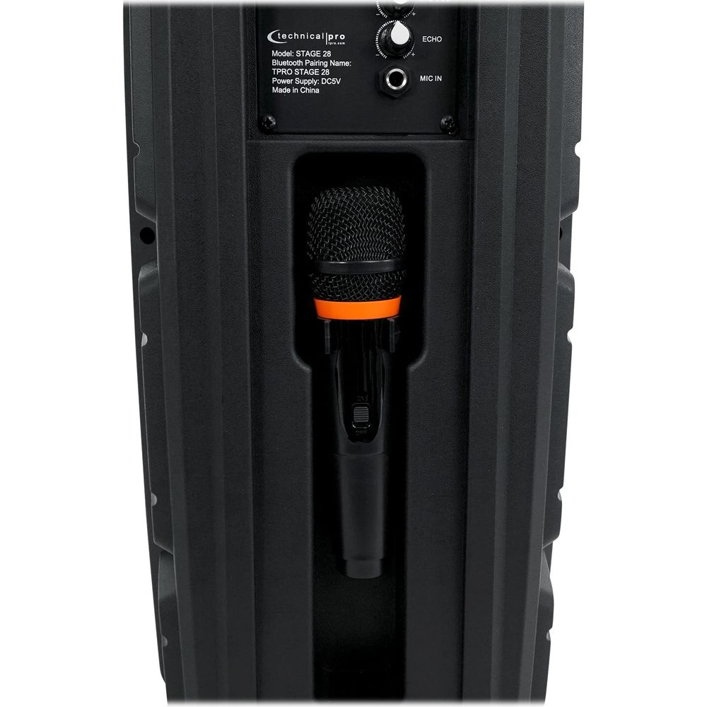 (2) STAGE28 Dual 8" Wireless Linking Rechargeable LED Speakers w/Stands & Mics