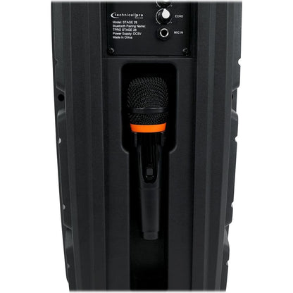 (2) STAGE28 Dual 8" Wireless Linking Rechargeable LED Speakers w/Stands & Mics
