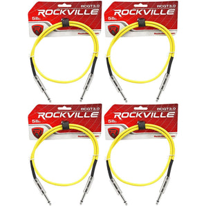 4 Rockville RCGT3.0Y 3'  1/4" TS to 1/4'' TS Guitar/Instrument Cable