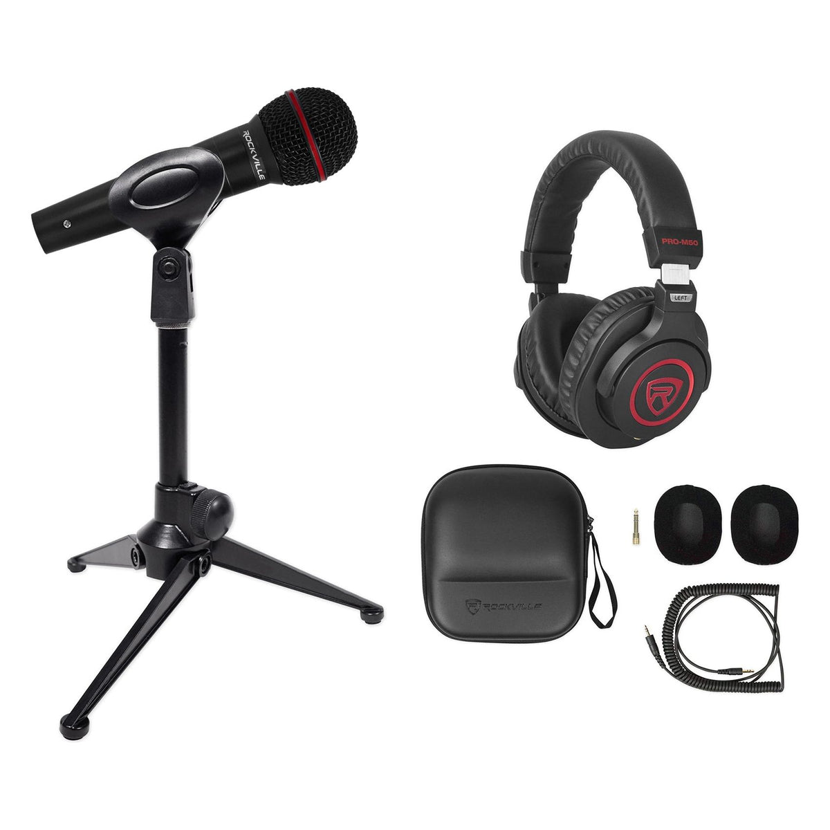 PRO‑M50 SR Headphones + RMIC‑SR Microphone + Desktop Stand Bundle