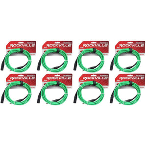 8 Rockville RCXMB10-G Green 10' Male REAN XLR to 1/4'' TRS Balanced Cables