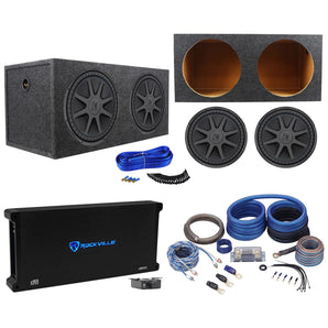 2) Kicker 44CVX152 CVX 15" 4000w Car Subwoofers+Sealed Sub Box+Amplifier+Amp Kit