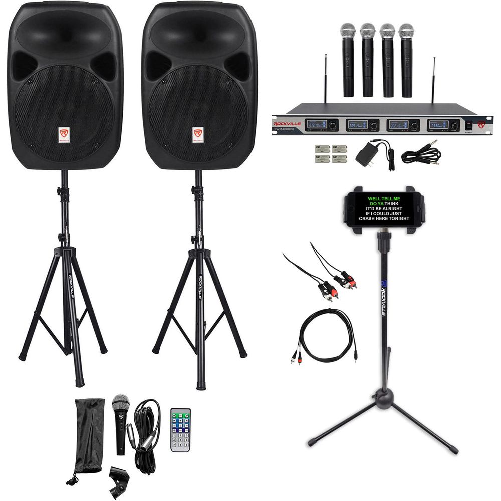 RPG122K Karaoke Bundle with 4 Wireless Microphones and Tablet Stand