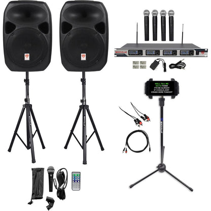 RPG122K Karaoke Bundle with 4 Wireless Microphones and Tablet Stand