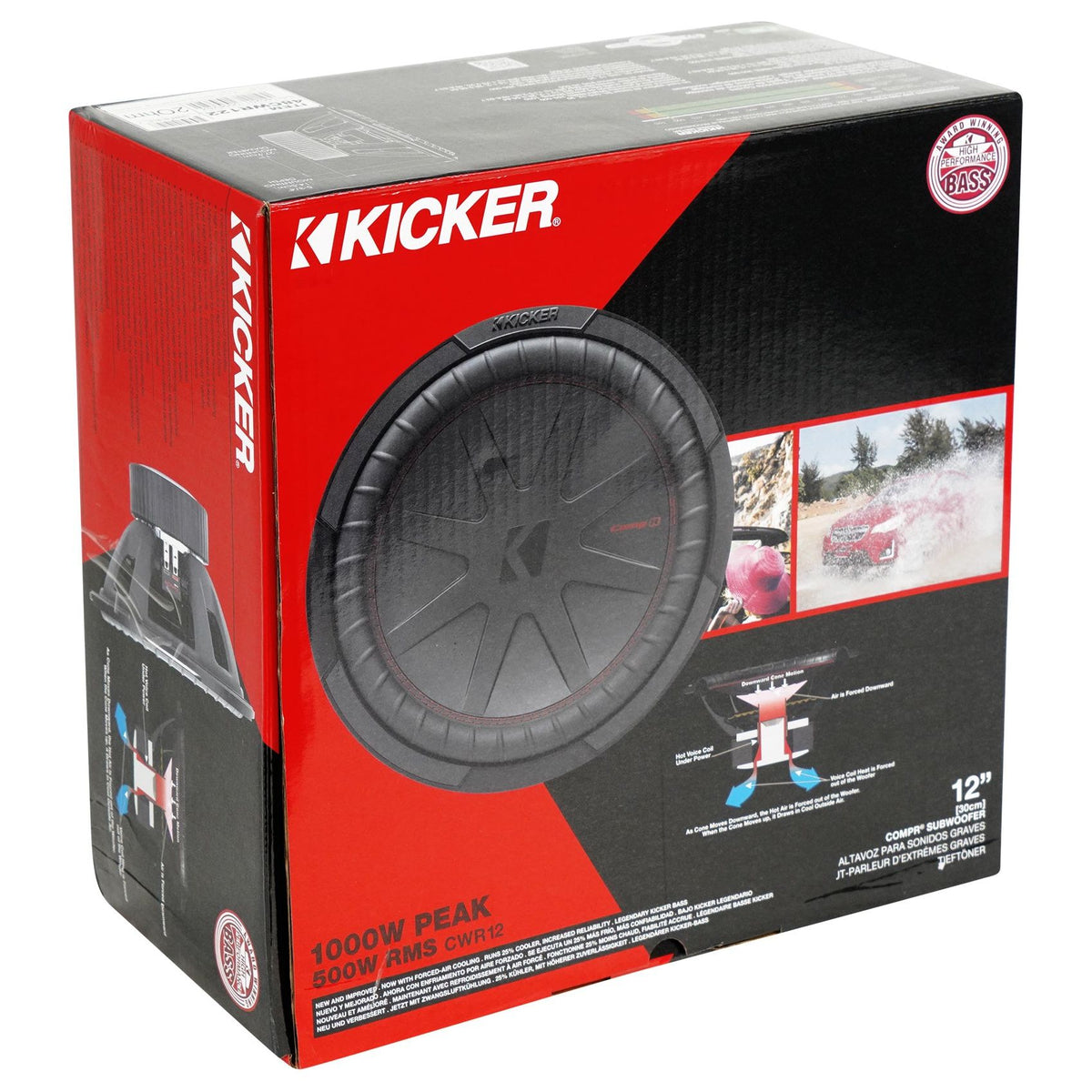 CompR 1000W 12" Subwoofer + Krypton-M1 Mono Amplifier + RWK41 Amp Kit