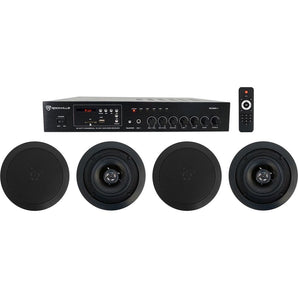 Home Audio Receiver+(4) 5.25" Black Ceiling Speakers For Bedroom/Living Room