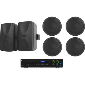 JBL VMA2120 2-Ch Commercial 70V Amplifier+(2) Wall+(4) Ceiling Speakers in Black