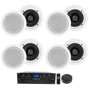 Rockville RPA40BT 4-Room/Zone Home Audio Amp+Wifi Receiver+(8) Ceiling Speakers