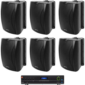 JBL VMA1120 Commercial 70v Amplifier+6) Black 5.25" Wall Speakers For Restaurant