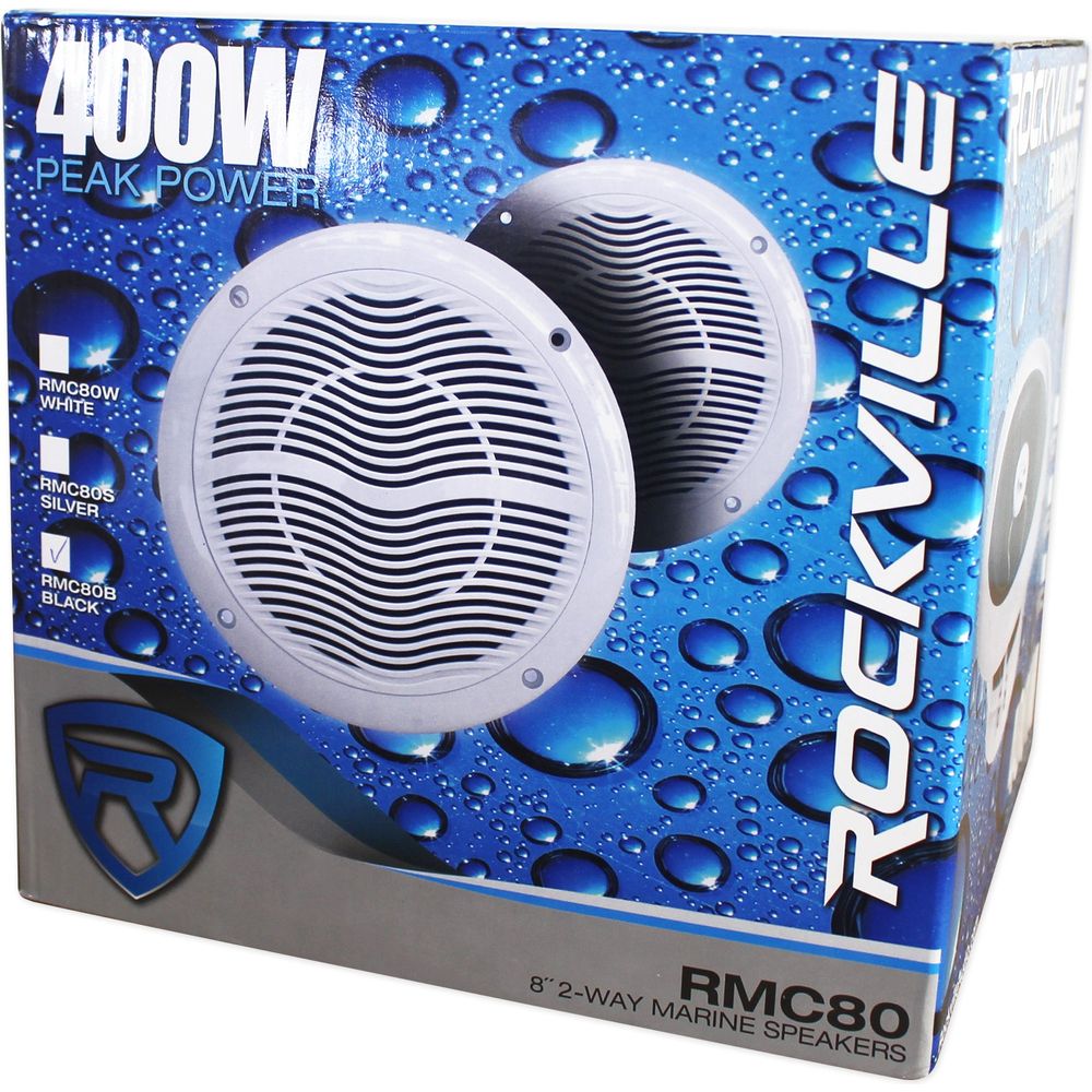 RMC80B 8" Marine Speakers+RWB90B 8" Wakeboards+4-Ch Amp+Wire Kit