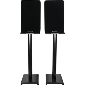 Pair Rockville RockShelf 58B Black 5.25" Home Bookshelf Speakers w/29" Stands