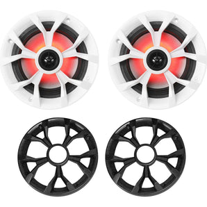 (2) Rockville RKL65MBW 6.5" 700w Marine Wakeboard LED Speakers+(2) Color Grilles