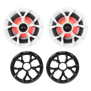 (4) Rockville RKL65MBW Dual 6.5" Marine Wakeboard LED Speakers+(2)Color Grilles