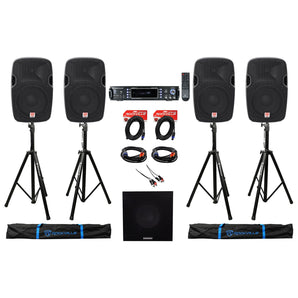 Man Cave Audio System w/4) 12” 12000w Speakers+2-Ch. Bluetooth Amplifier+10" Sub