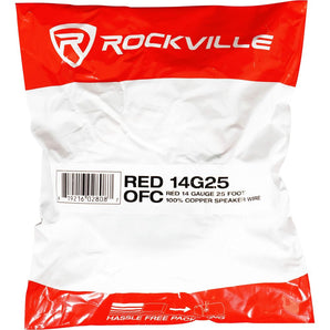 Rockville RED 14G25 OFC 14 Gauge 25 Foot 100% Copper Speaker Wire Car Audio