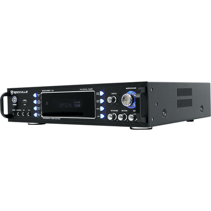 Bluetooth Karaoke Amplifier Receiver+(4) 6.5" LED Ceiling Speakers+Mics