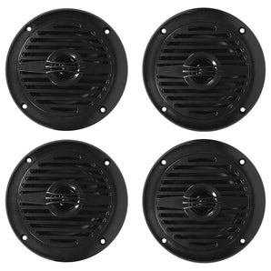 (4) Rockville MS40B Black 4" 200 Watt Marine Boat Speakers Compact and Powerful