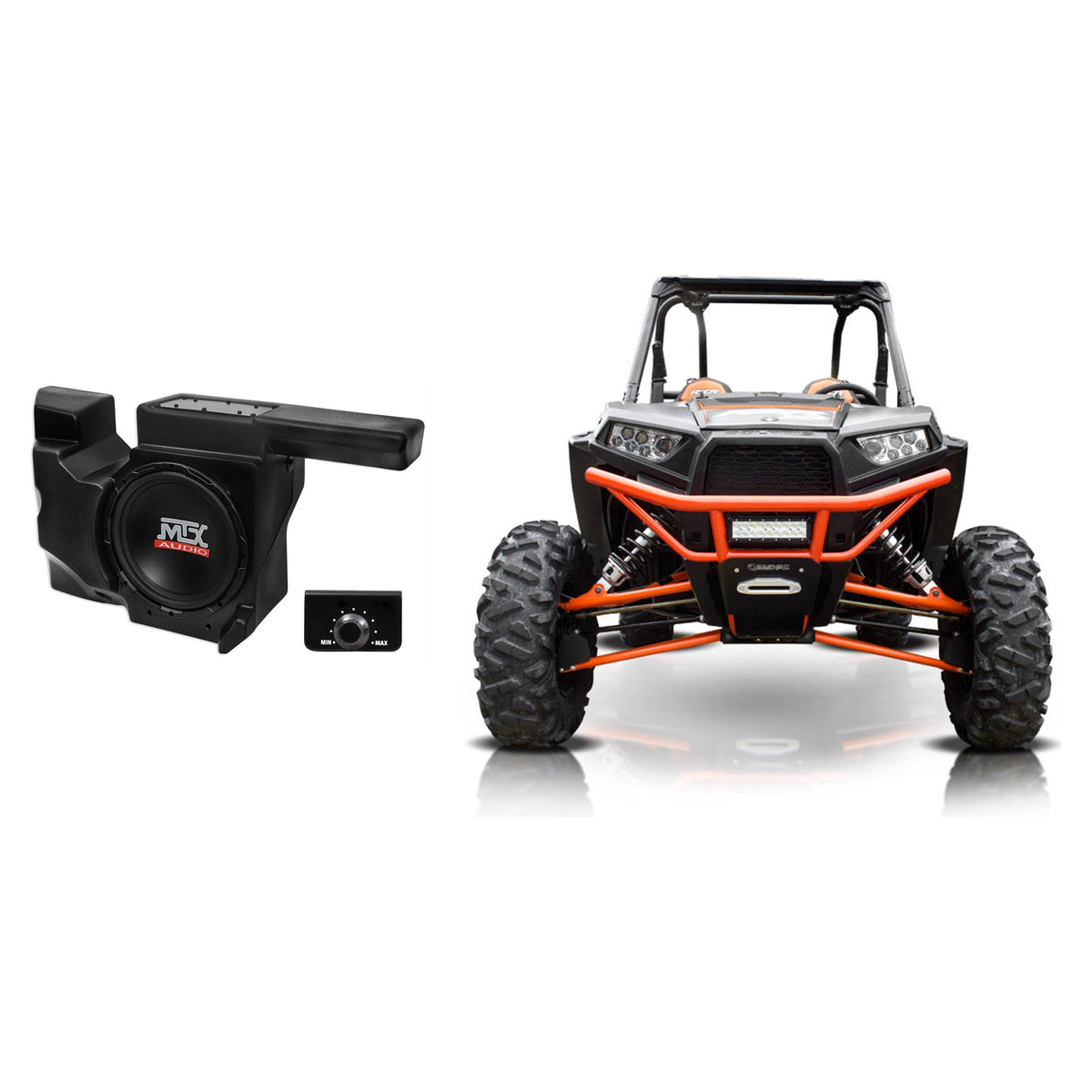 MTX RZRXP-10 10" 500w Subwoofer+Enclosure+8" Tower Speakers for Polaris RZR/UTV