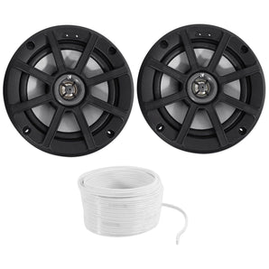 (2) Kicker 42PSC652 PSC65 6.5" 240w Motorcycle/ATV/Marine Speakers+Marine Wire