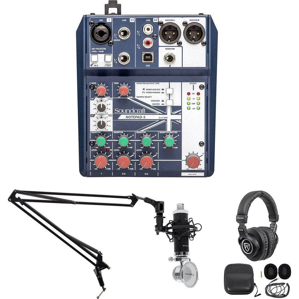 Gaming Twitch Stream Recording Bundle with Mixer, Headphones, Mic & Boom Arm