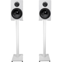 RockShelf 64W White 6.5" Home Bookshelf Speakers w/37" Stands