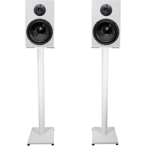 Pair Rockville RockShelf 64W White 6.5" Home Bookshelf Speakers w/37" Stands