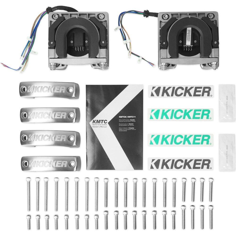 KICKER KMTC11 HLCD 11" Wakeboard Tower Speakers+4) 8" LED Speakers+6-Channel Amp