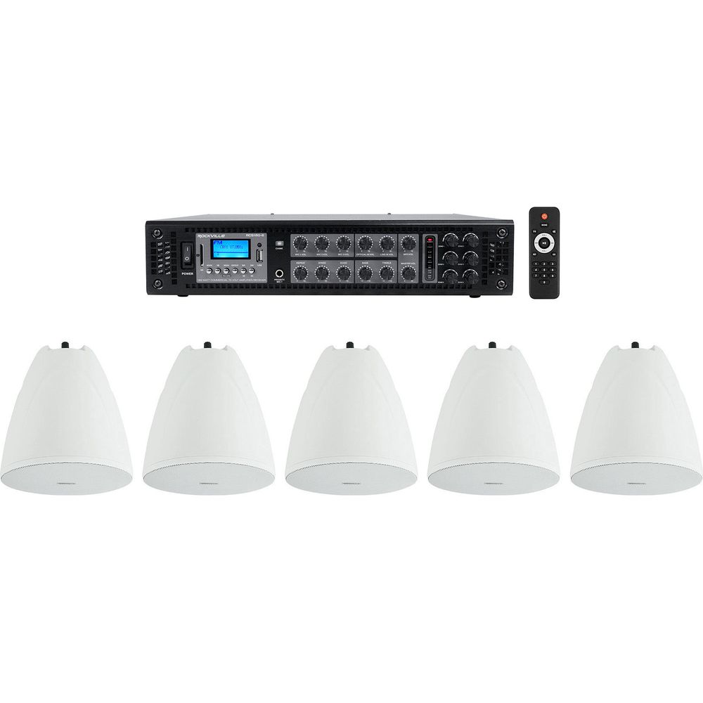 6-Zone Amplifier Amp+5) White Pendant Speakers For Restaurant/Bar/Cafe