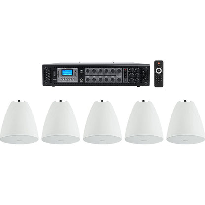 6-Zone Amplifier Amp+5) White Pendant Speakers For Restaurant/Bar/Cafe