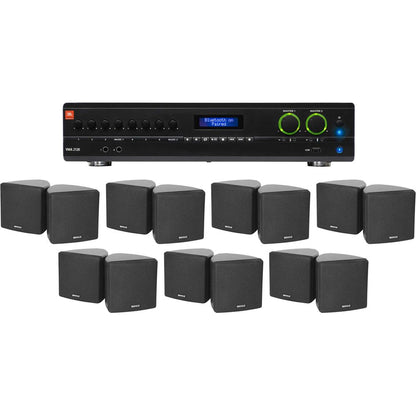VMA2120 2-Channel Amplifier + (14) Cube 70V Black Speakers