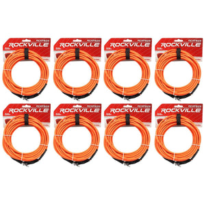 8 Rockville RCXFB25O Orange 25' Female REAN XLR to 1/4'' TRS Balanced Cables OFC