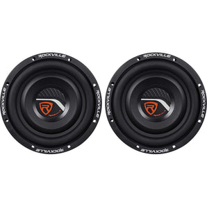 (2) Rockville W8T4-S2 8 Inch Shallow Mount 2000w Car Subwoofers 2 Ohm Subs