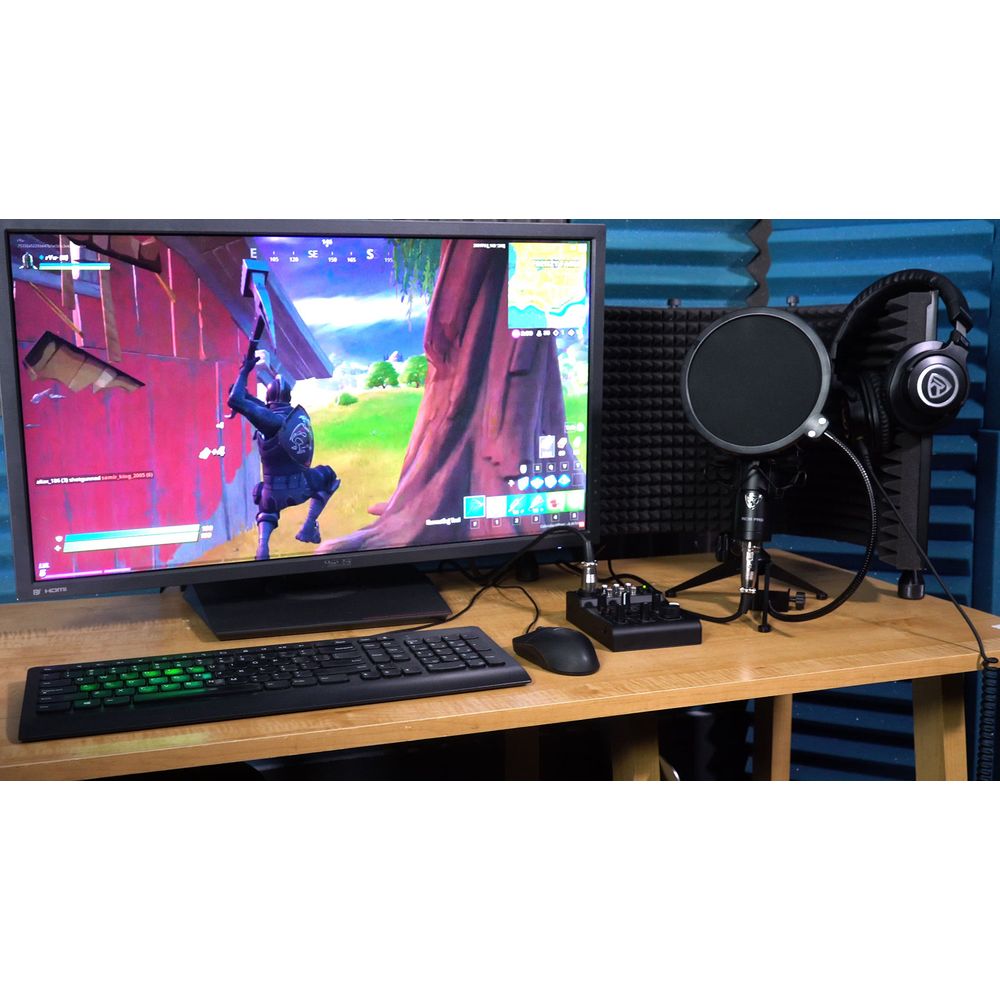 1-Person Gaming Twitch Live Stream Recording Mic+Boom+Headphones