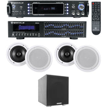 Home Theater Bluetooth Receiver+EQ+ (4) Ceiling Speakers+8" Subwoofer