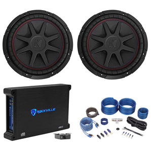 (2) Kicker 43CVR122 COMPVR 1600W 12" Car Subwoofers Subs+Mono Amplifier+Amp Kit