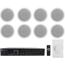 RCS80-1 Amplifier + CCL6T White 8-Pack + Wall Volume Control Bundle