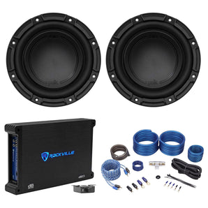 (2) Polk Audio DB842SVC 8” 1500 Watt Car Audio Subwoofers+Mono Amplifier+Amp Kit